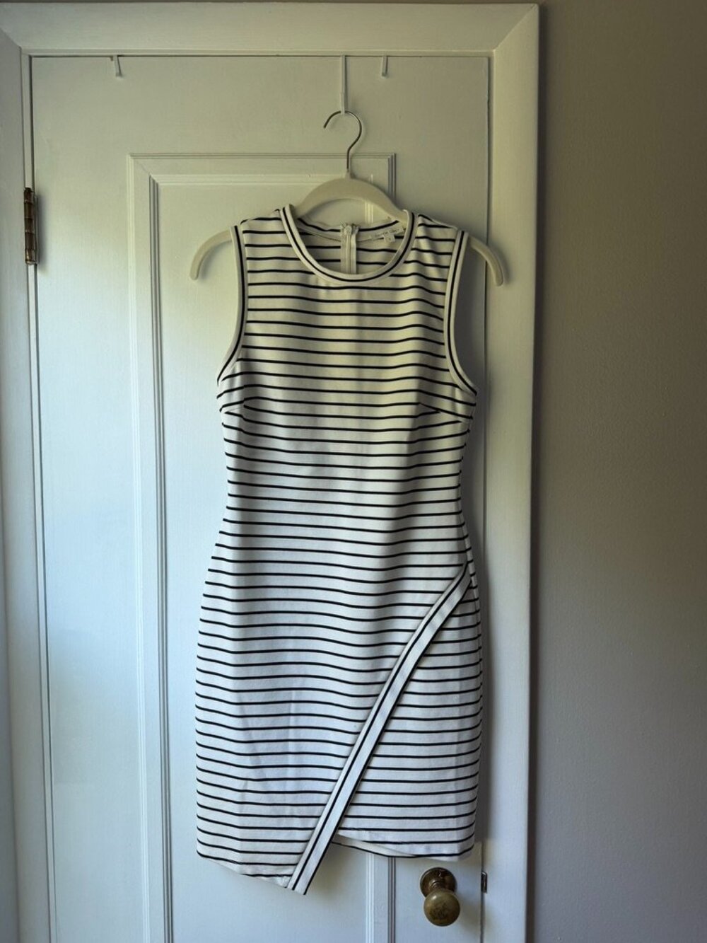 Olivia Grey asymmetrical striped bodycon dress